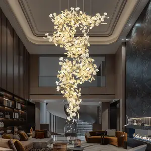 Modern Custom LED Ginkgo Leaf-Inspired Acrylic Branch Light 3000K Color Temperature Chandeliers Pendant Lights for Room