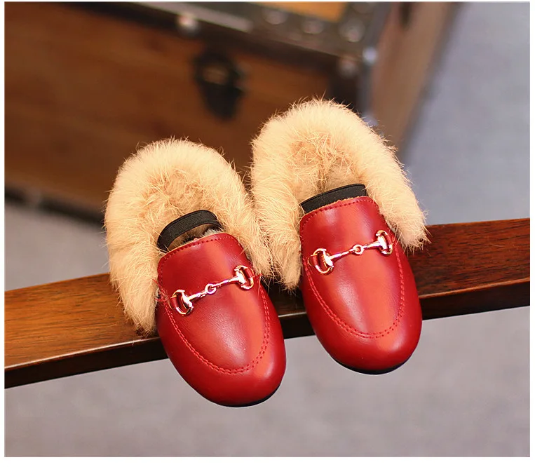 Toddler leather and fur loafers outlet