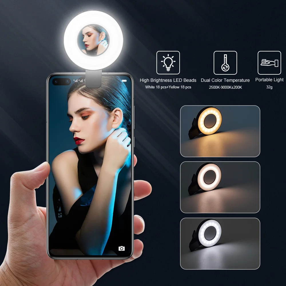 2022 Newest Led Ring Fill Light Clip Phone Mobile Portable Security Selfie Live Fill-In Light