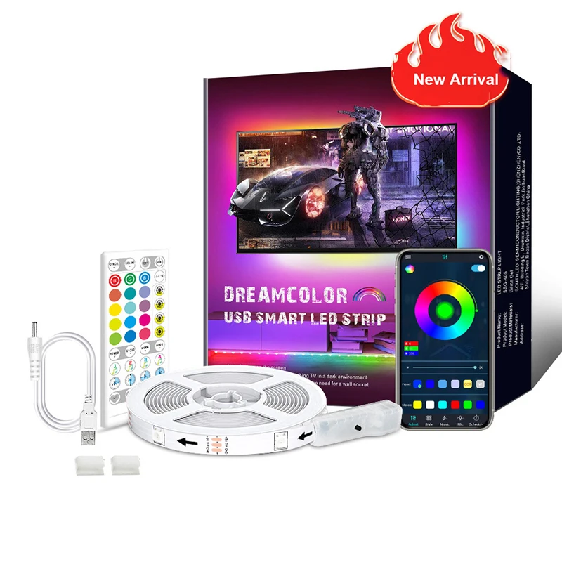 Dream Colour Changing 40Key Blue Tooth Smart App Control Sync with Music RGB LED Strip Light for TV Home Party