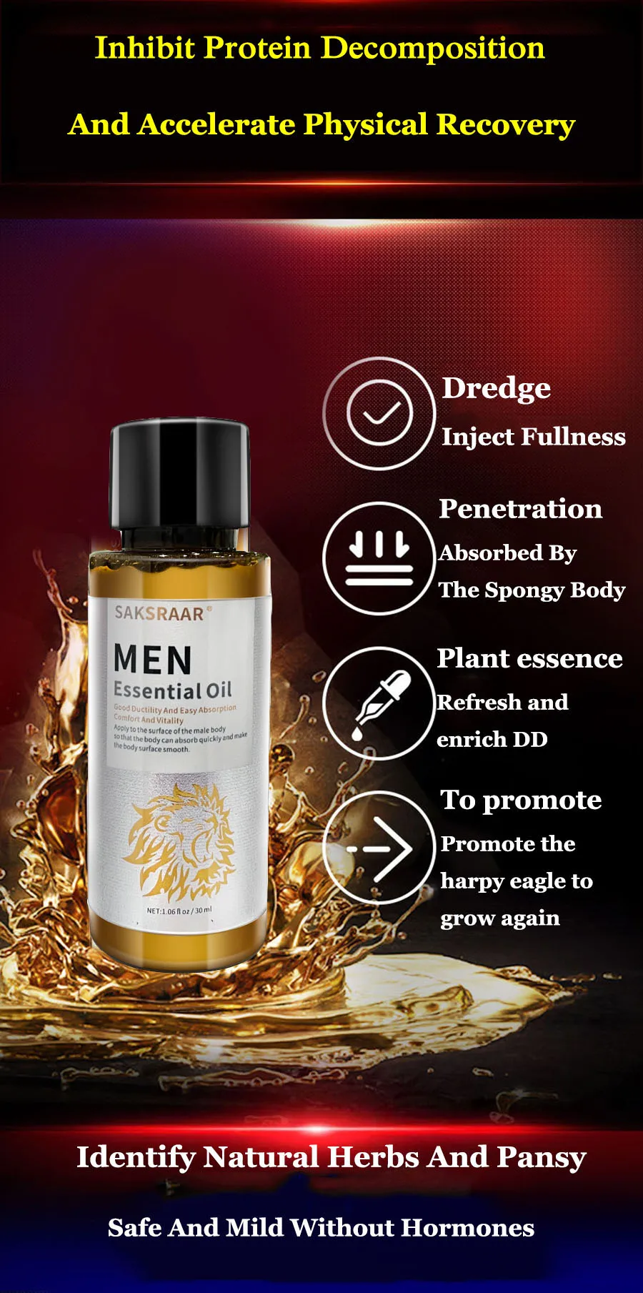 Sakaraar Men's Essential Oil P Thickening Growth Enlarge Massage  Enlargement Oils Man Enlargment Liquid Men Health Care - Buy Massage  Oil,Sakaraar