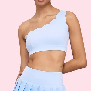 High Support Sexy Wavy Edge Female Fitness Gym Yoga Bra Quick Dry Quick Sports Bra Removable Chest Pad Breathable Half Moon