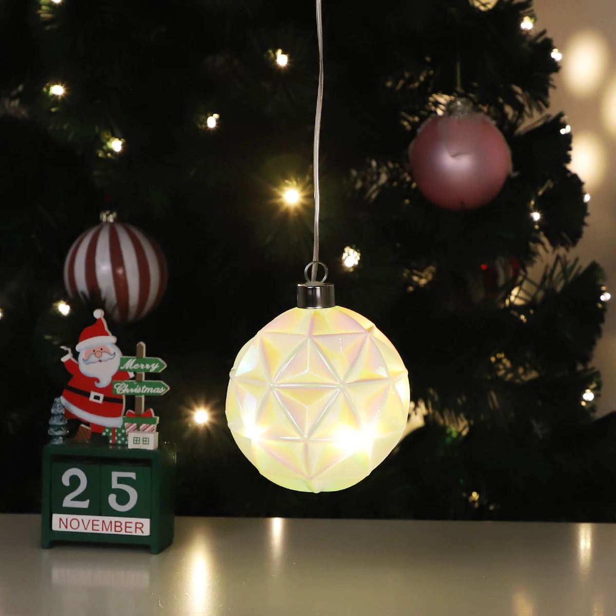 Tree Decorations Party Decorations Hanging Decorative Glass Led Glowing Lighting Ball