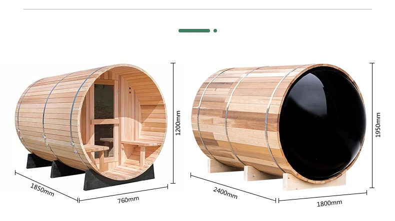 6 Person Outdoor Far Infrared Barrel Sauna Room Red Cedar Barrel Sauna ...