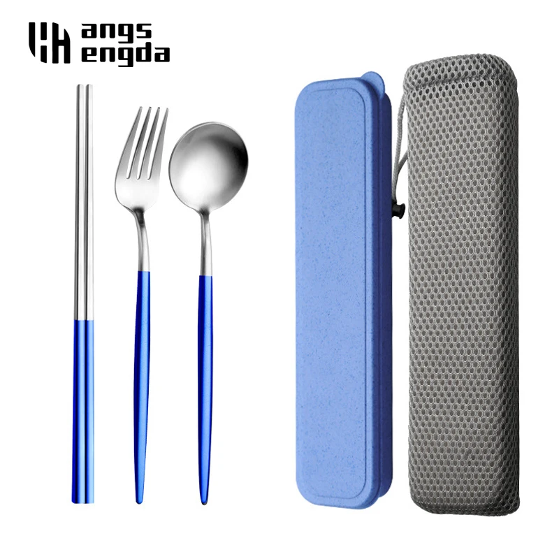 Reusable Utensils with Case, Travel Portable Fork Spoon Chopsticks