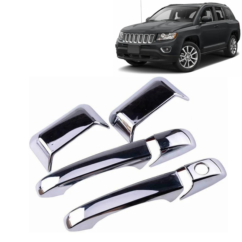 car body spare accessories parts front rear door handle cover protector chrome abs door handle trim for Jeep compass 2011-2016