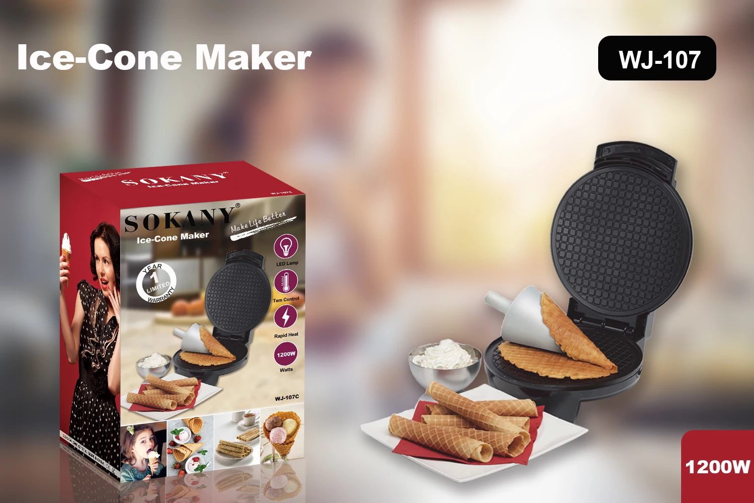 Máquina para hacer waffles Sokany – LlevaUno