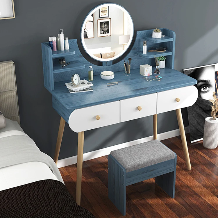 White Vanity Table Bedroom Dresser Living Room Furniture With Vanity Mirror And Drawer