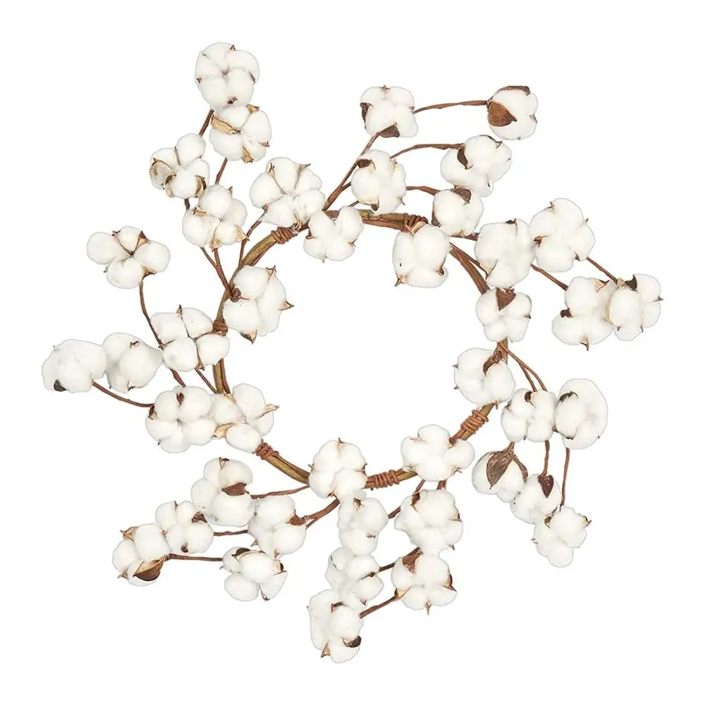 Венок из белого хлопка для свадебного декора в фермерском стиле