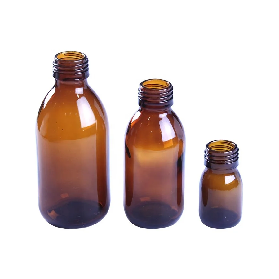250ml Empty Round Cough Syrup Bottle Glass Syrup Amber Glass Bottle for Pharmaceutical