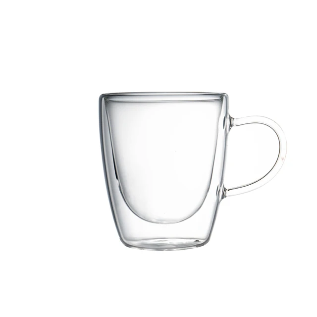 Coffee Mug Double Wall Glass Cup with Handle Heat Resistant Clear Borosilicate Hot Sale 250ml 350ml CLASSIC Mugs Mountain Glass