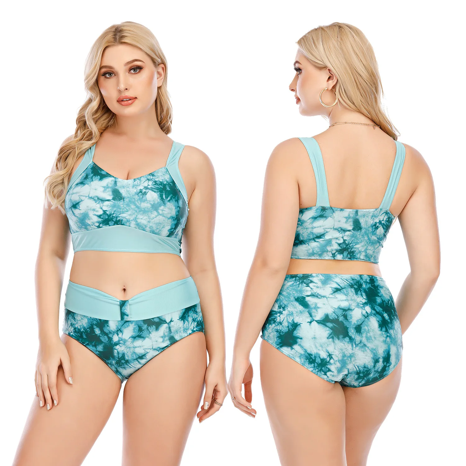 Factory Custom OEM Recycled Fabric Tube Top Plus Size Bikini Plastic Ring Decorate Bandeau Swimsuit Custom Swimwear for Women