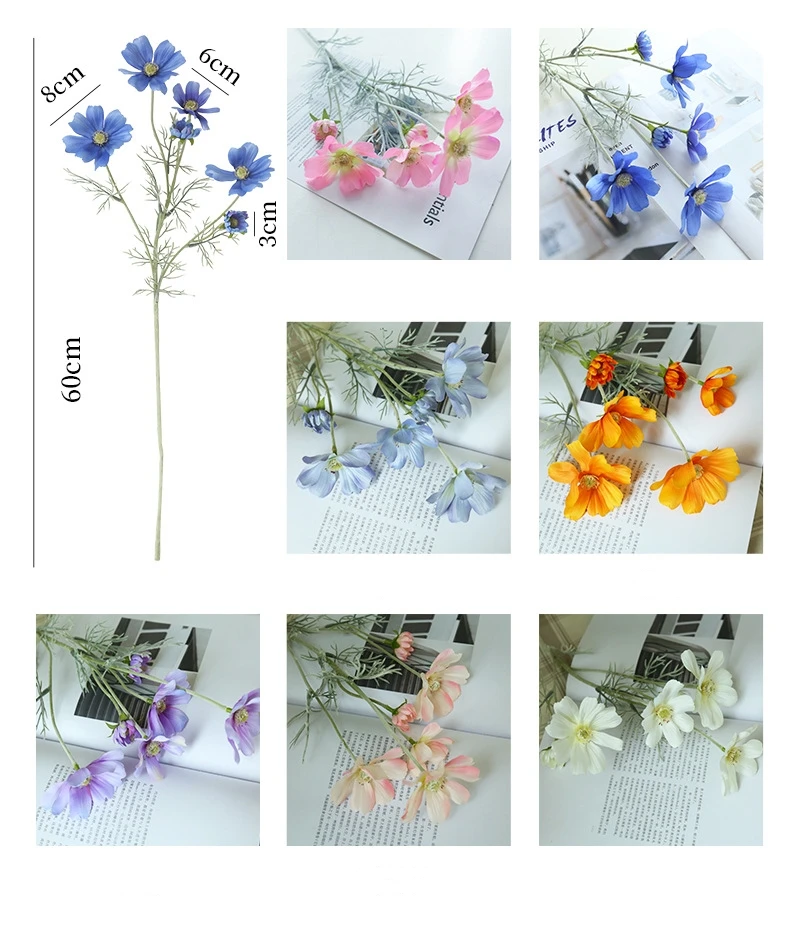 Hot Sale Decorative Coreopsis Silk Artificial Flowers Calliopsis Cosmos Flower Golden Wave For