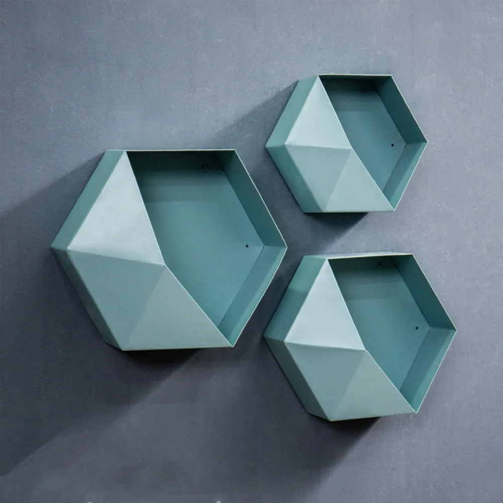 Floating Shelves Wall Mounted Various Colors Hexagon Geometric Home Decor Hanging Shelf Wooden Shelves For Wall
