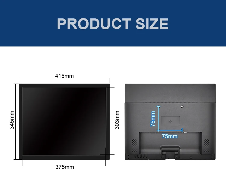 19 Inch Industrial Grade LCD Monitor with 1280*1024 HD-MI VGA Cable Non-Touch Plastic Case for Desktop Use