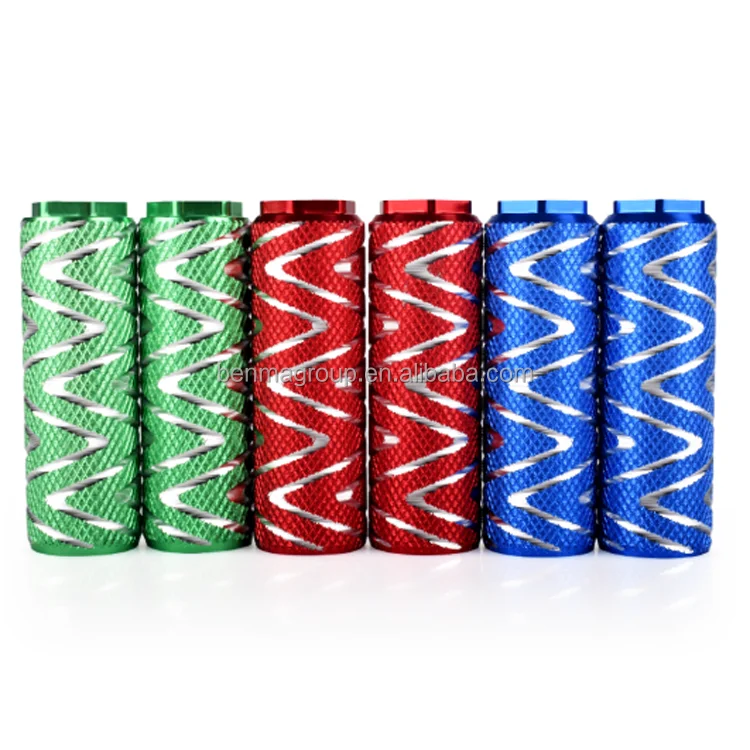 Lot De 2 Repose-pieds En Alliage Aluminium – Moleté, Antidérapant, 100x28 Mm, Pour Essieu 3/8″, Compatible Route, VTT, Piste (bleu)