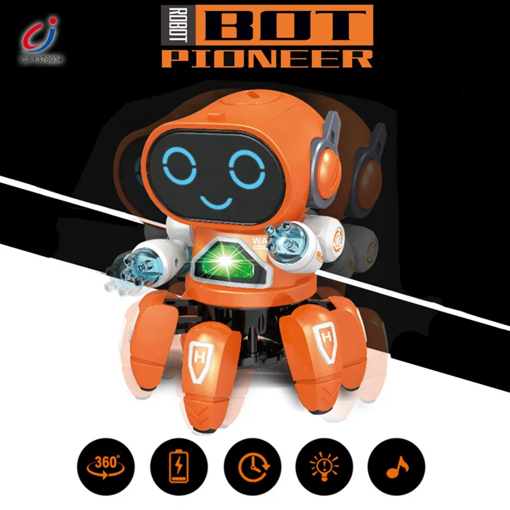 Chengji Dancing Music Smart Robot Six Claw Education Interaction Ai Child Toy Battery Operated Robot Swinging Toy with Lighting