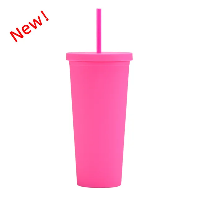 2024 Cross-border hot sellers direct supply of double-layer plastic sippy cup 22OZ large capacity outdoor scrub with Hand cup