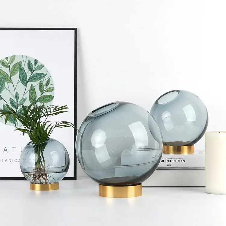 Nordic Creative Flower Glass Vase Art Narrow neck Silver Gradent Plant Holder