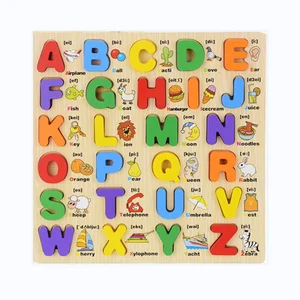 EDULAND Educational DIY Wooden ABC 3D Matching Puzzle Alphabet Shape Toys for Kids