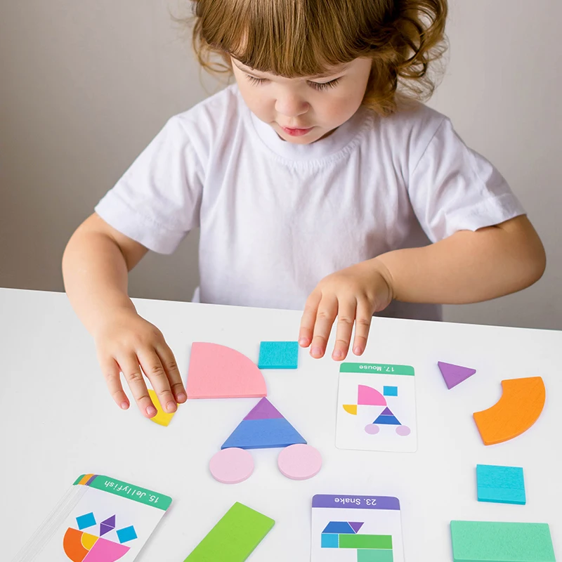 Matching Game Puzzle Sorting Toy Puzzle Box Connecting Blocks Wooden Toy Kindergarten Geometric Shapes Children Wooden IQ Puzzle