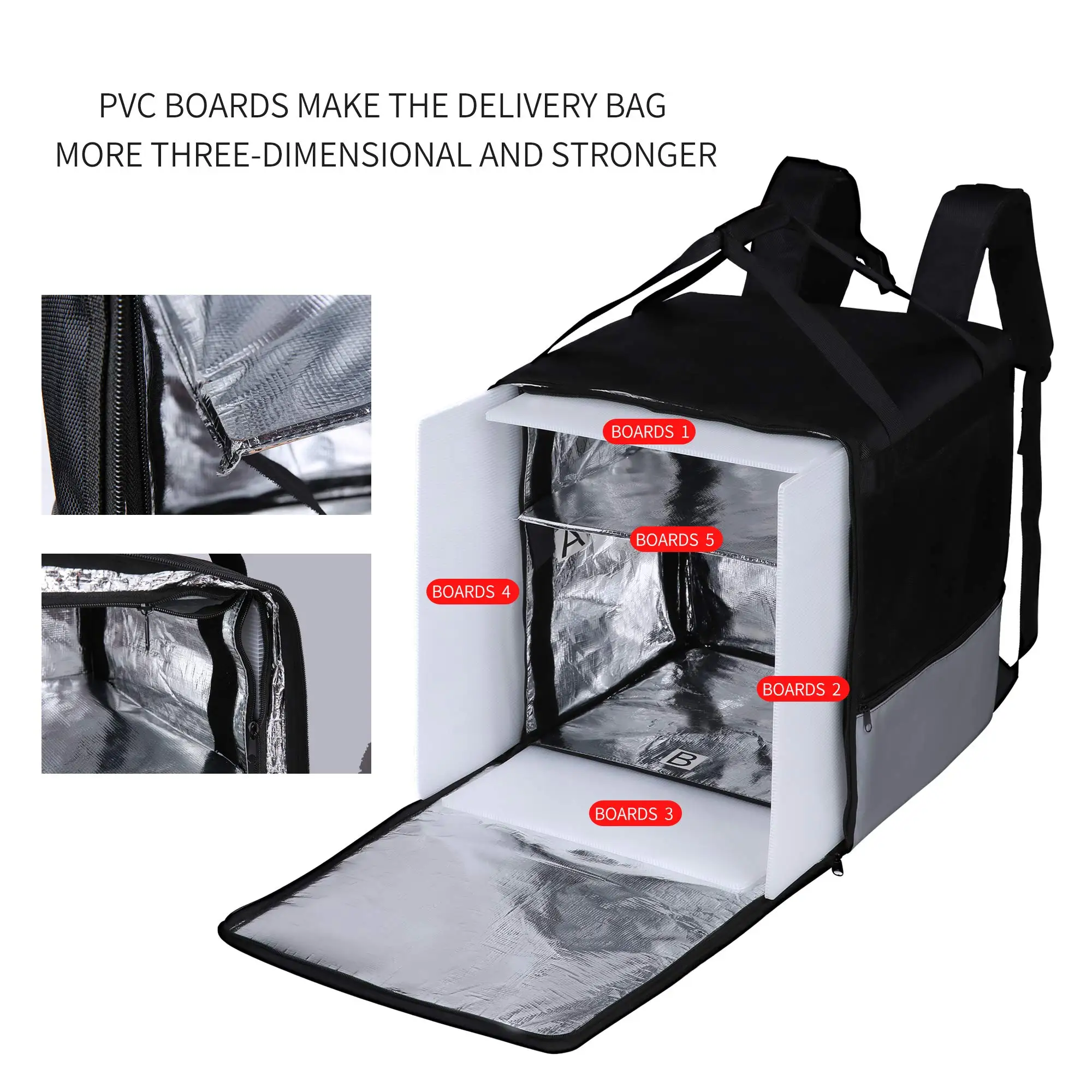 Recycle Safe Large Insulated Thermal Motorcycle Food Delivery Bag Custom for Car with Led Screen