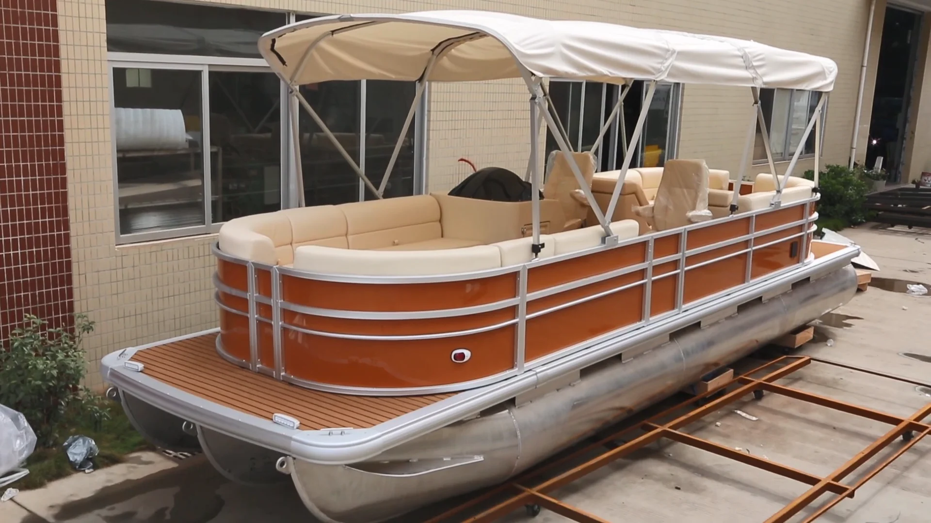 kinocean 22ft large party aluminum catamaran frame pontoon boat