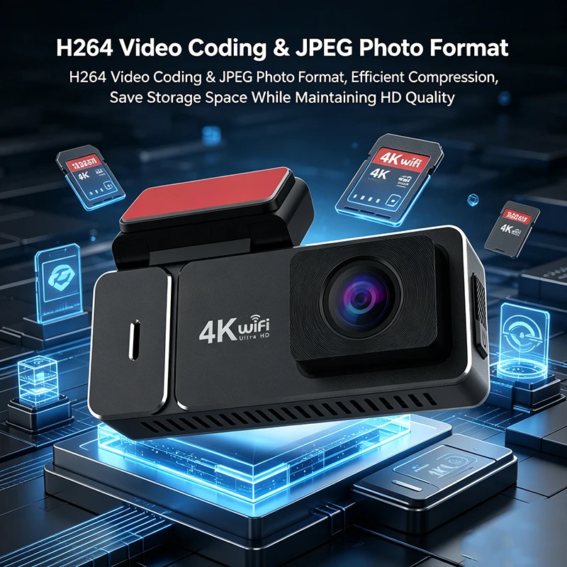 VIEVGUARB VS1138 Dash Cam Video Recorder Parking Monitor Loop Recording Night Vision G-Sensor App Control GPS Dual Lens TF Card