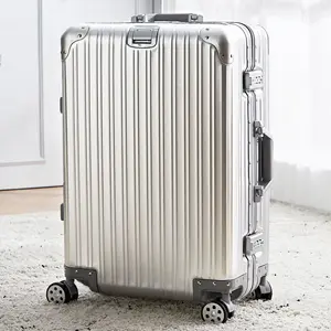 custom logo Men's Women's Modern Simple Aluminum Suitcase Password Rolling Luggage 20inch Boarding Travel Hard Business Case Wholesale