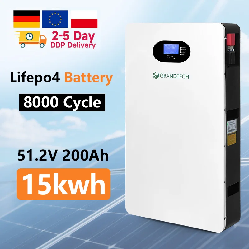 10 års garanti Nyankomling ESS 5kWh 10kWh LiFePO4 Powerwall Batteri 51,2V 100Ah 8000 sykluser Smart BMS Solenergilager
