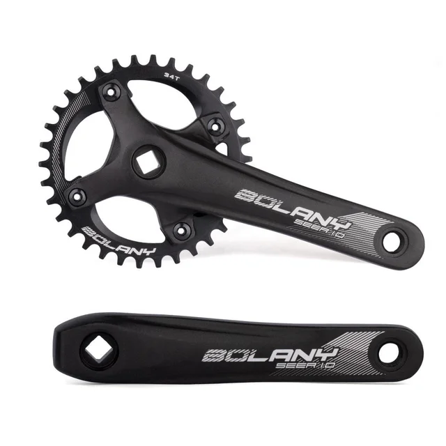 34T 36T Mountain Bike Crankset Chain Wheel 170mm 104BCD Square Hole Dual Tooth Single Disk Bicycle Crankset Bike Part for BMX