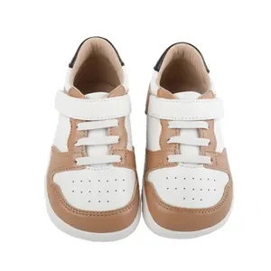 Babyhappy Patent Hot Sale Lightweight Double Strap Leather Barefoot Sneaker Wide Toe Cap Design for Summer Winter Use for Kids