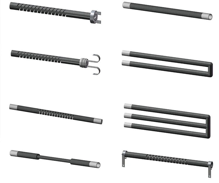 Straight sic silicone carbide heating rods with cold zone and hotzone silicon carbide element