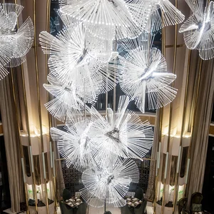 Modern Luxury Glass Chandelier for Large Spaces for High-Rise Building Hotel Lobby or Large Room Lighting