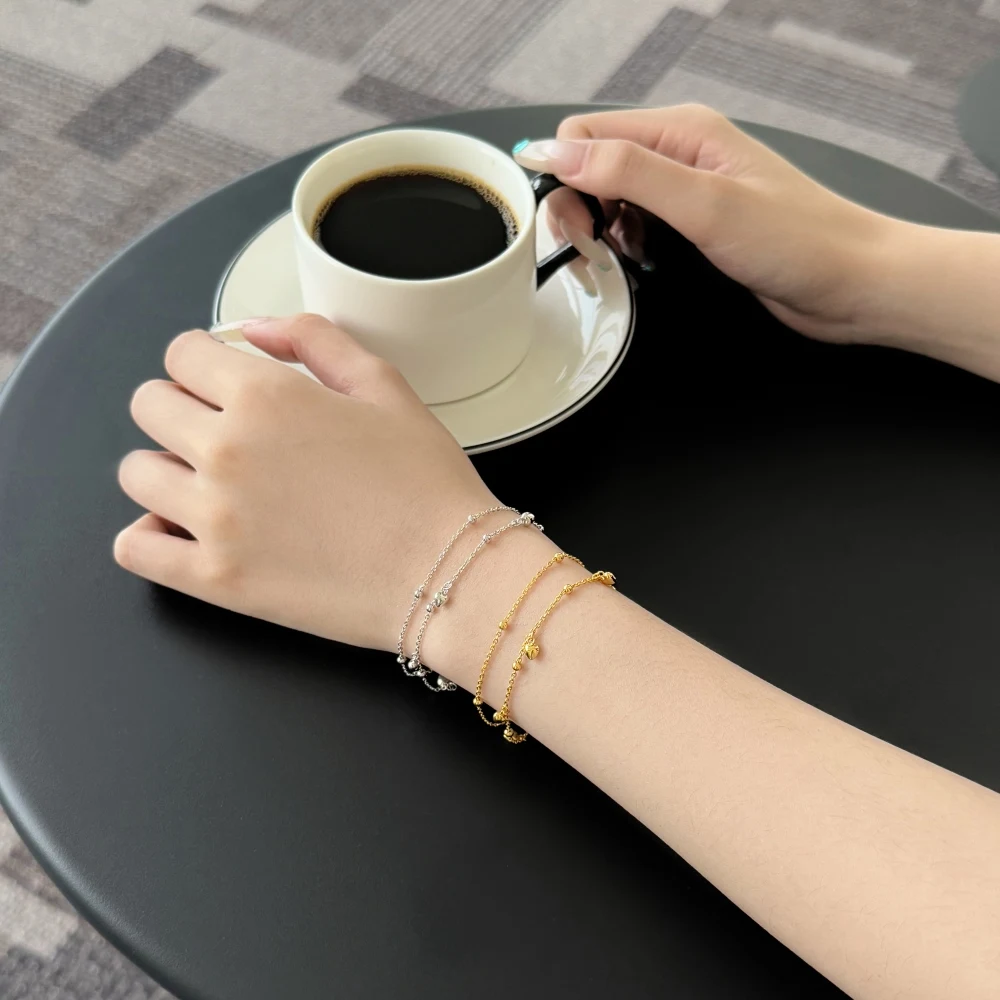 KAKODIY rhodium 18K gold plated chain bracelet for women stackable 925 Sterling Silver heart bracelet adjustable exquisite jewelry detail 5