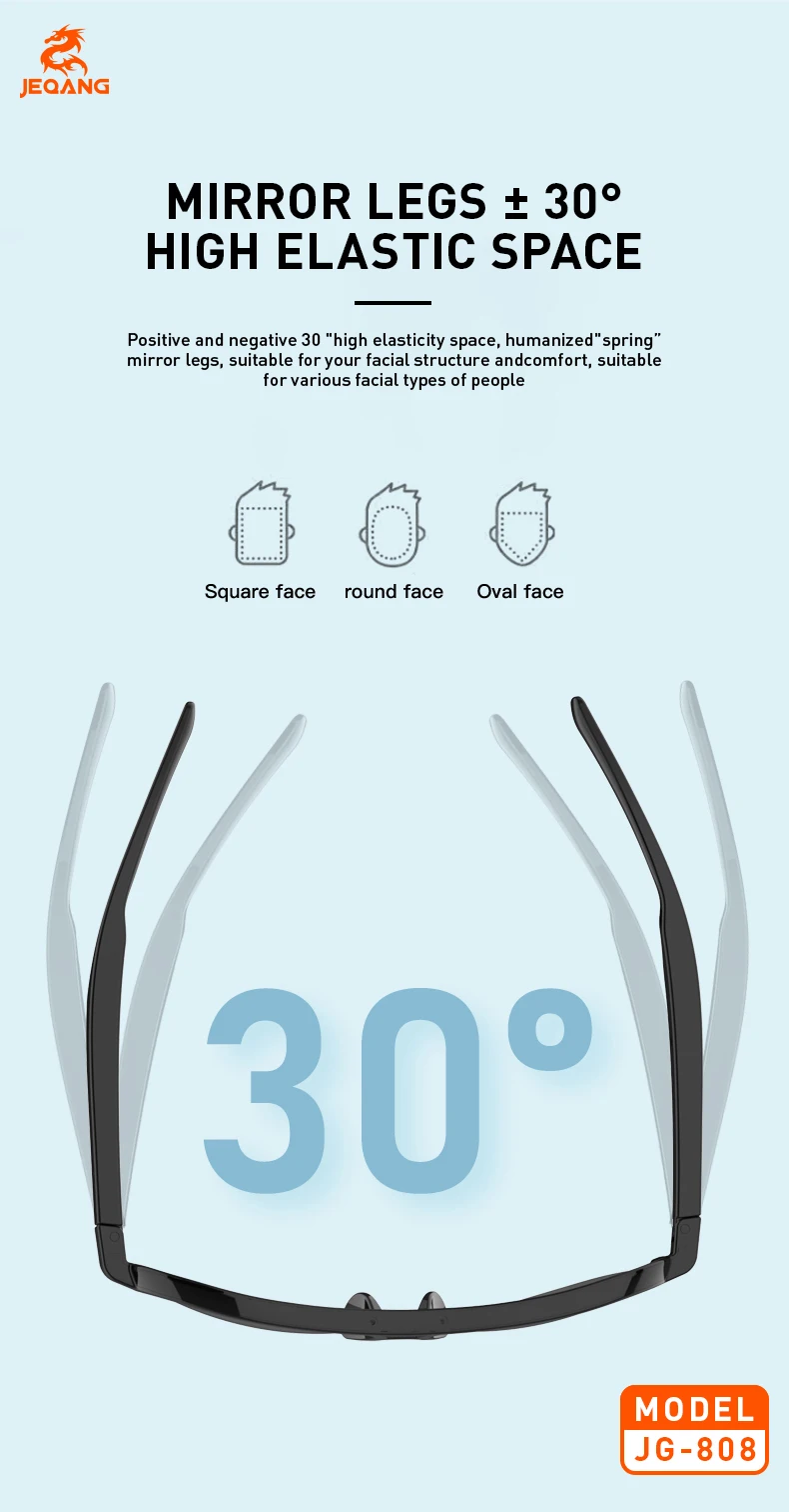 Jeqang-808 Smart Glasses New Release Intelligent Audio Harmful Light Blocking Clearer Field View IPX4 Waterproof Clearer Field