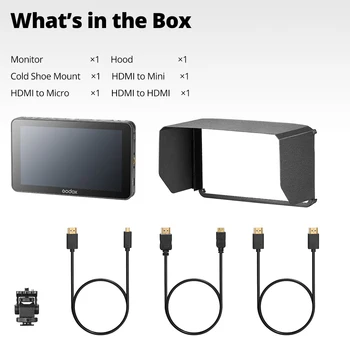 GODOX GM6S 4K Monitor 5.5 Inch DSLR 3D LUT Touch Screen IPS FHD 1920x1080 Video Ultra Bright Camera Field Monitor product image