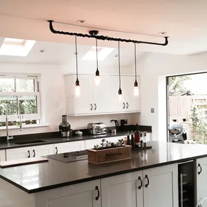 Industrial Pendant Lamp Steampunk Water Pipe Hanging Lamp NS-125331 Vintage Lighting and Circuitry Design Iron Matt Black 1-year