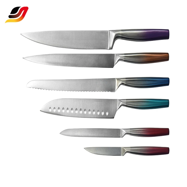 Factory Direct Sale sharp Blade Stainless Steel Hollow Handle Painting Coated 6 Pcs Kitchen Knife Set