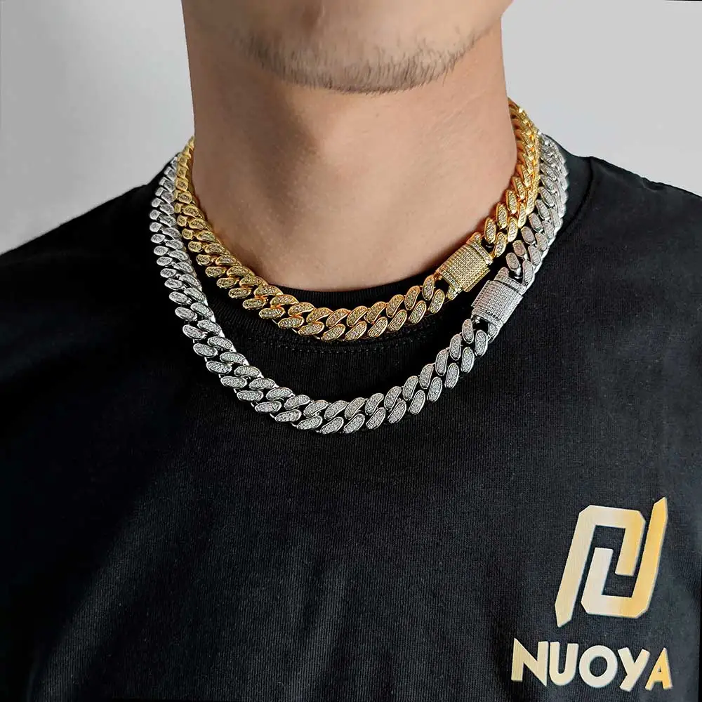 Nuoya 12mm Diamond Cuban Chain - Iced Out Jewelry for Men & Women