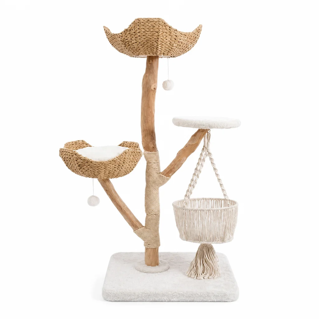 Natural Solid Wood Fruitwood Cat Climbing — Product details 1