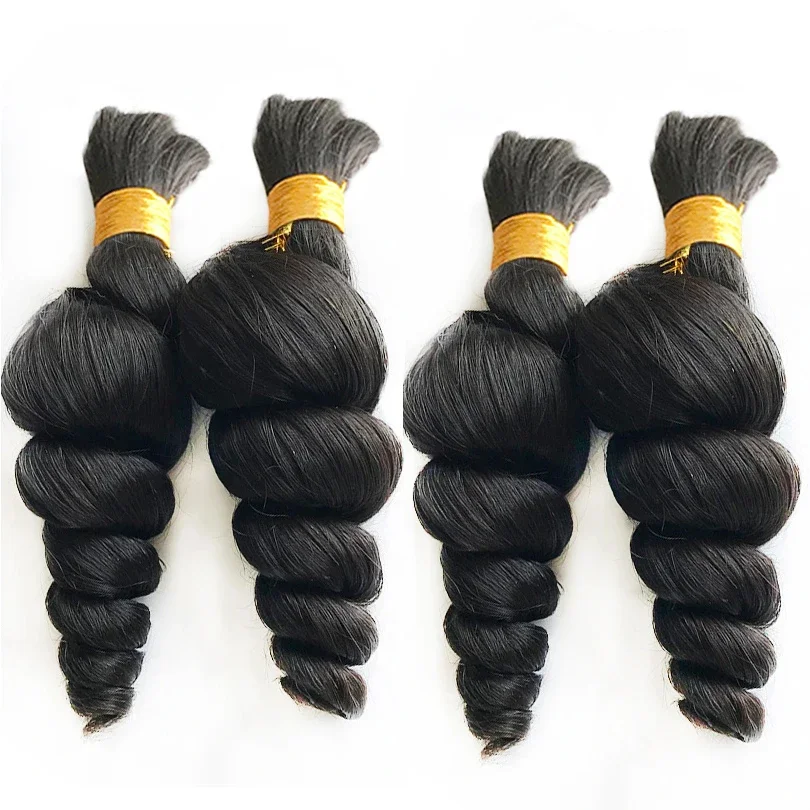 Bulk Human Hair For Braid Wet And Wavy Malaysian Remy Hair Bulks Extensions Bundle For Braiding Natural Color_voghion.com