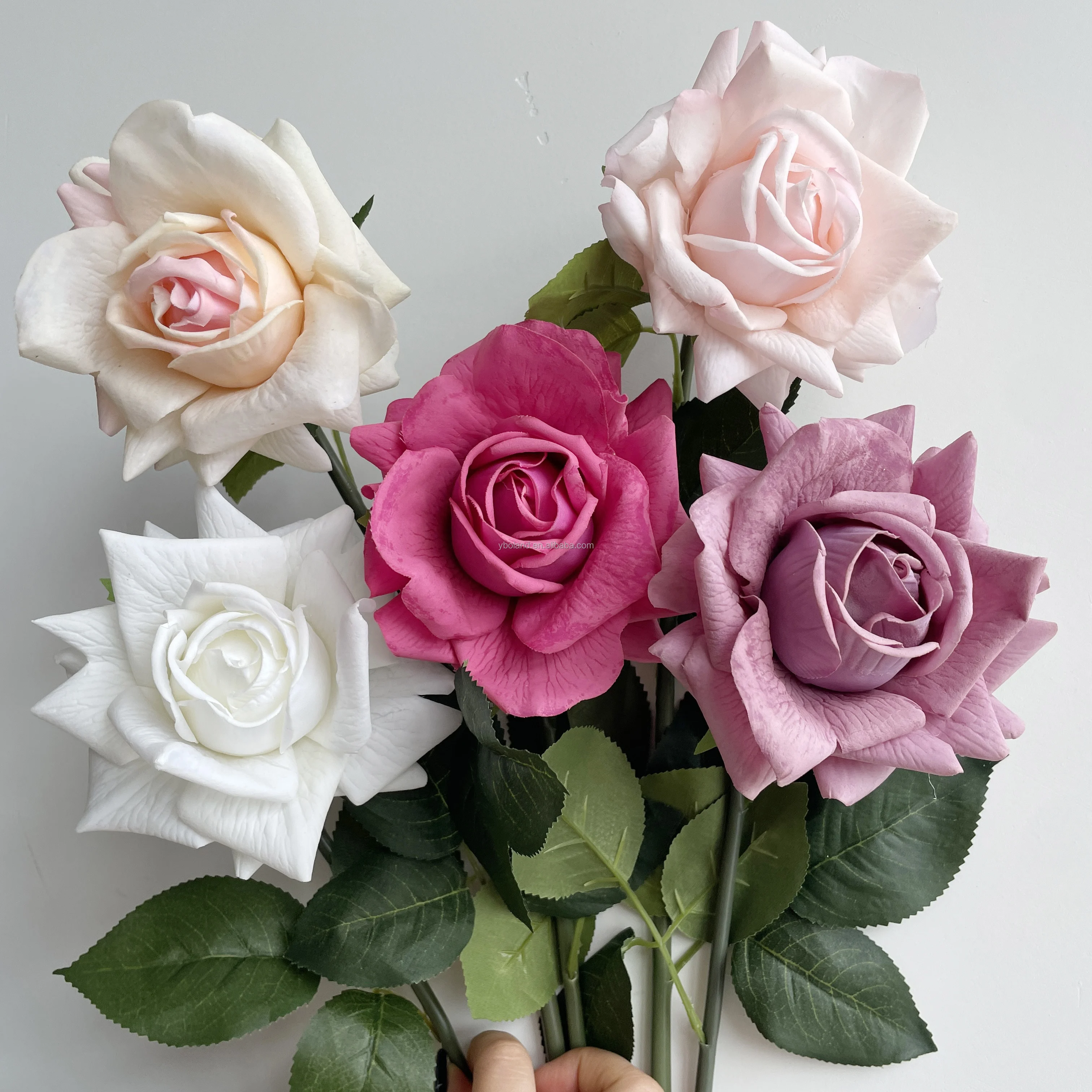 Real Touch Latex Silk Light Sky White Blue Rose 3d Artificial Roses Flowers Faux Real Touch Latex Roses Flower for Home Decor