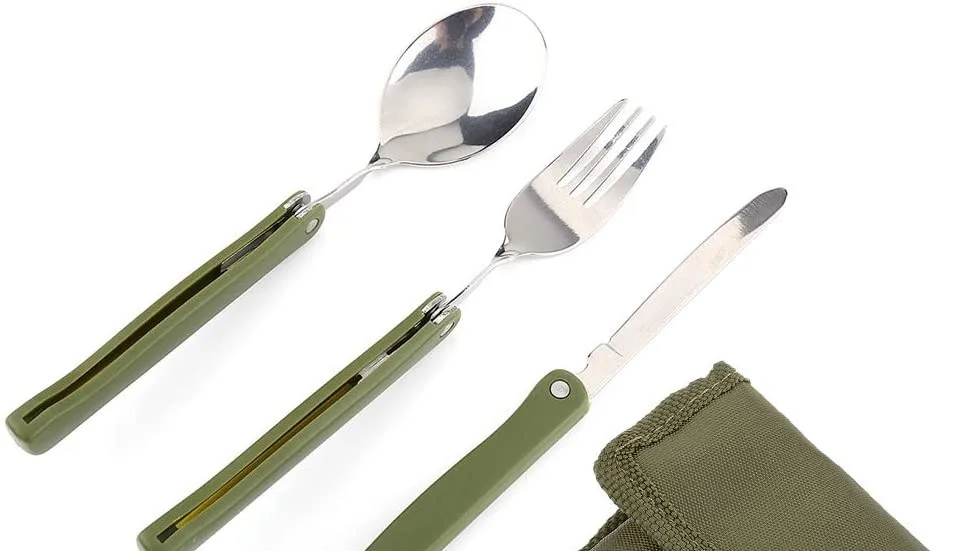 Folding Cutlery Set Outdoor Stainless Steel Tableware Set Folding Fork