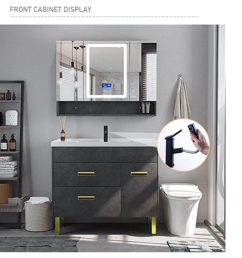 High Quality Standing Bathroom Vanity Set with Stainless Steel Legs