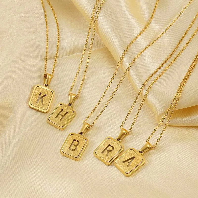 A-z 26 Letters Pendant Necklace Jewelry Stainless Steel 18k Frosted ...