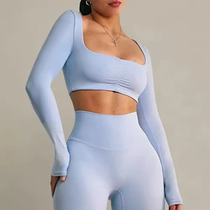2026 Hot Sale Nylon Spandex Women High Waist Flare Leggings Butt Lift Quick Dry Yoga Set  for Gym Pilates Fitness Workout Wear