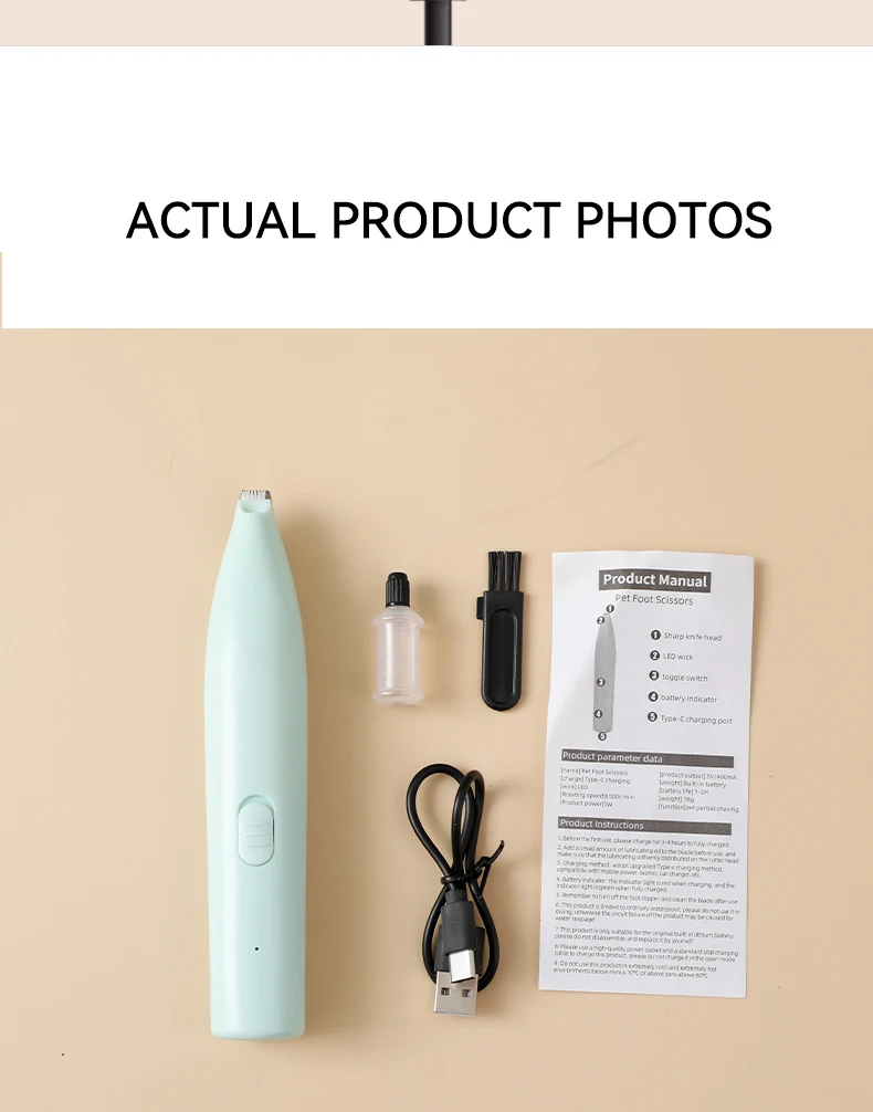 Wholesale New USB Rechargeable Pet Hair Trimmer with LED Light Safe to Use Pet Supplies manufacture