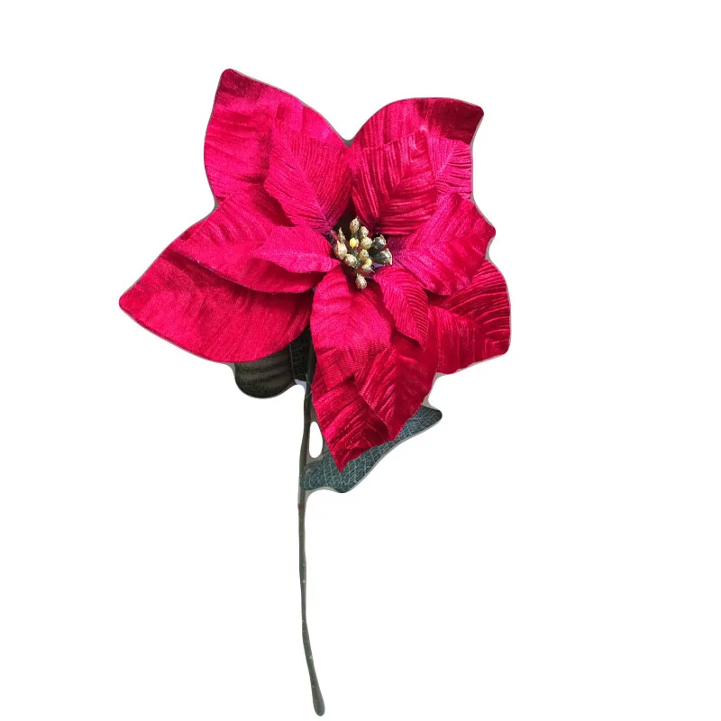 Artificial Velvet Silk Christmas Tree Ornaments Flower For Party