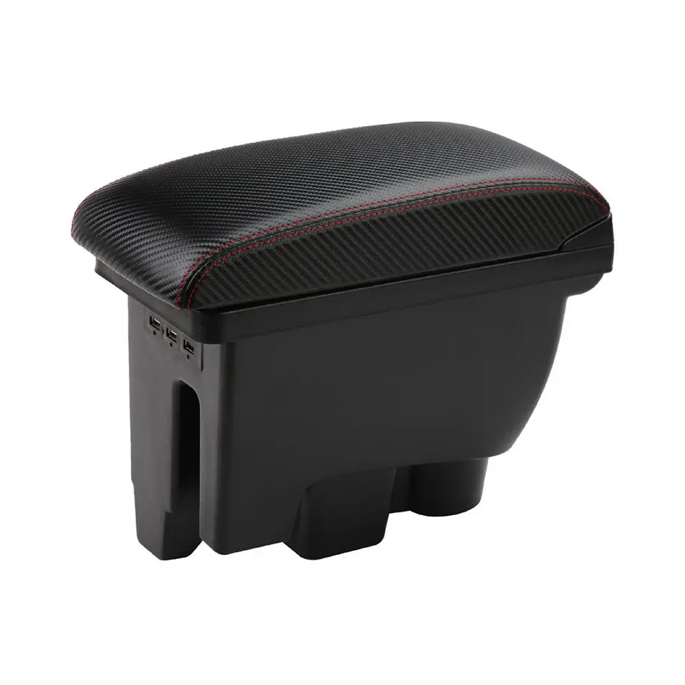 product car armrest center console armrest pad waterproof faux leather armrest seat box cover black-3